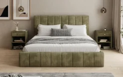 Designer Polsterbett Maja in Cord mit Stauraum