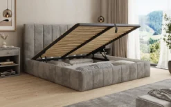 Designer Polsterbett Maja in Cord mit Stauraum