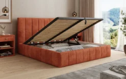 Designer Polsterbett Maja in Cord mit Stauraum