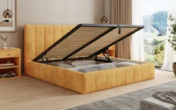 Designer Polsterbett Maja in Cord mit Stauraum