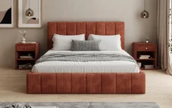 Designer Polsterbett Maja in Cord mit Stauraum