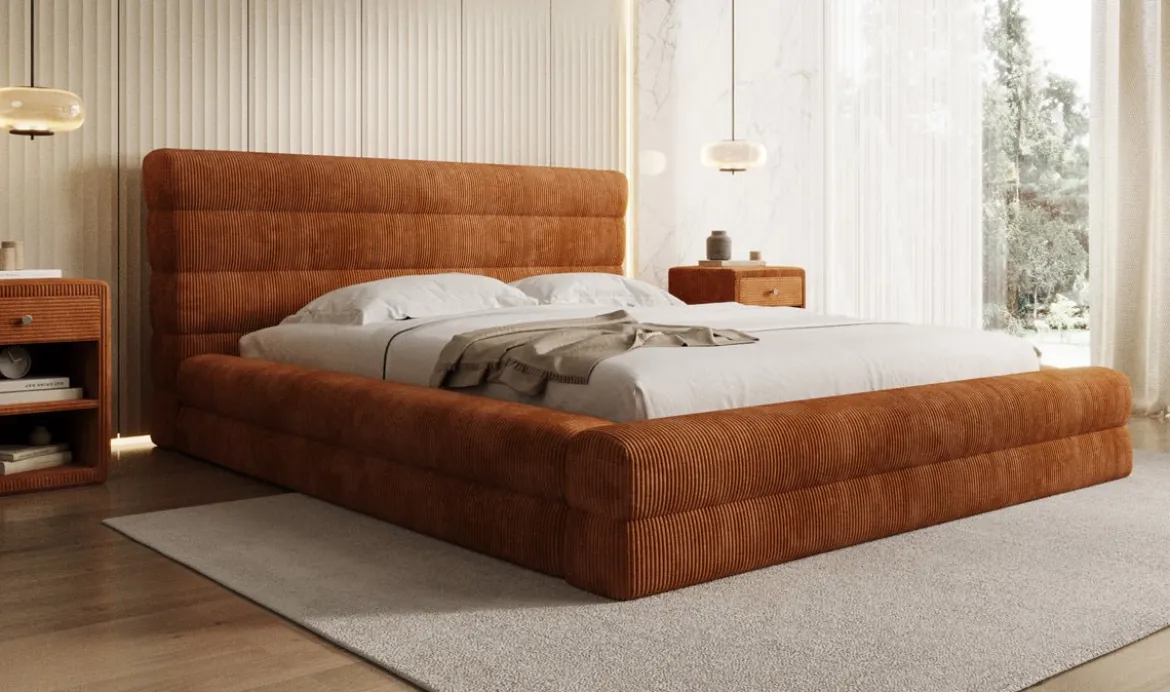 Designer Polsterbett Maren Cord mit Stauraum