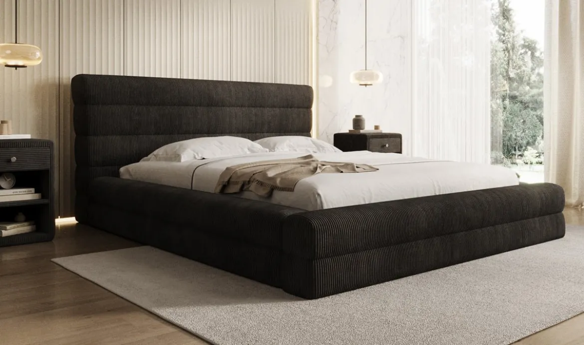 Designer Polsterbett Maren Cord mit Stauraum