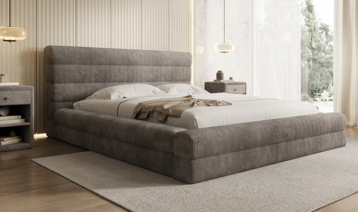 Designer Polsterbett Maren Cord mit Stauraum
