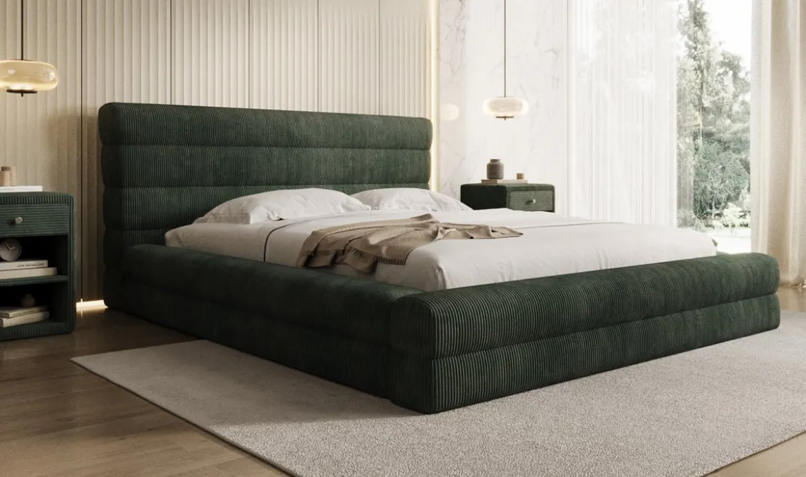 Designer Polsterbett Maren Cord mit Stauraum