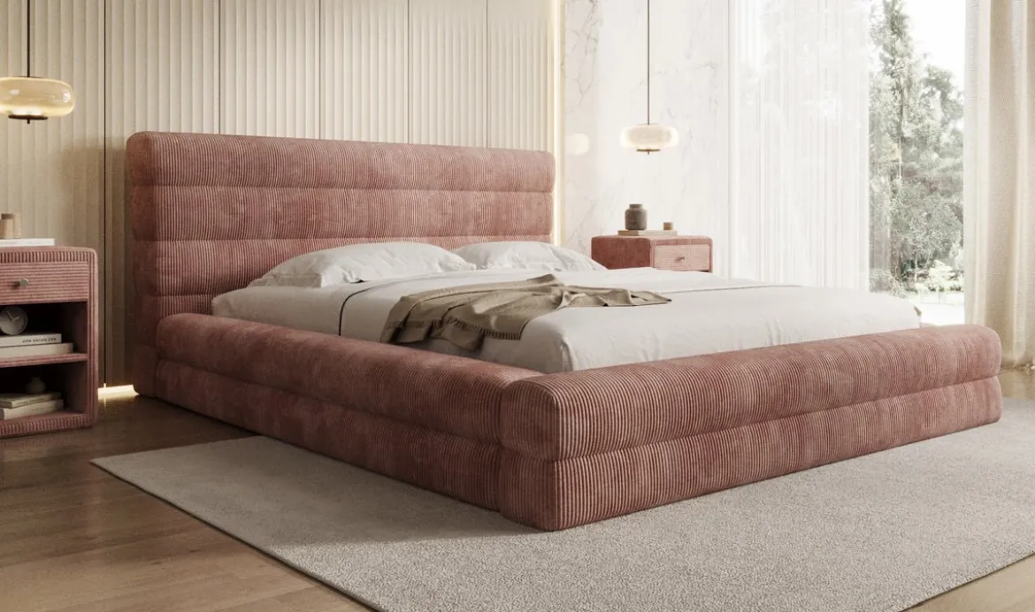 Designer Polsterbett Maren Cord mit Stauraum