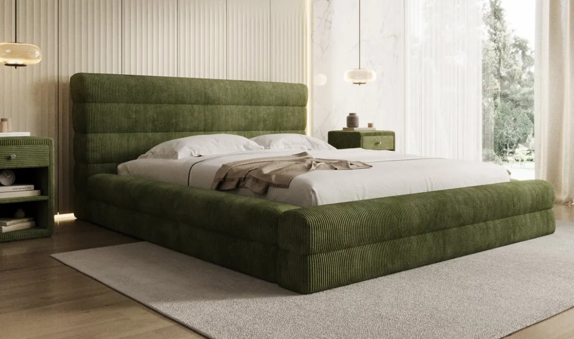 Designer Polsterbett Maren Cord mit Stauraum
