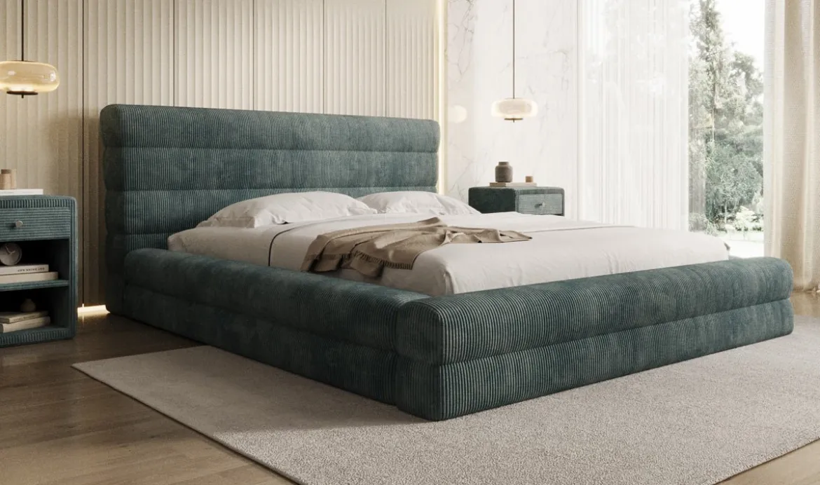 Designer Polsterbett Maren Cord mit Stauraum