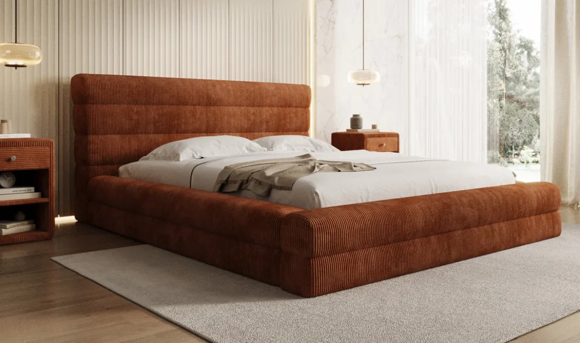 Designer Polsterbett Maren Cord mit Stauraum
