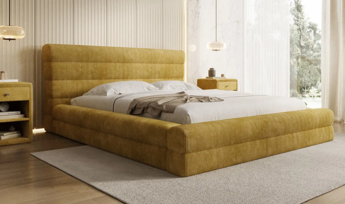 Designer Polsterbett Maren Cord mit Stauraum