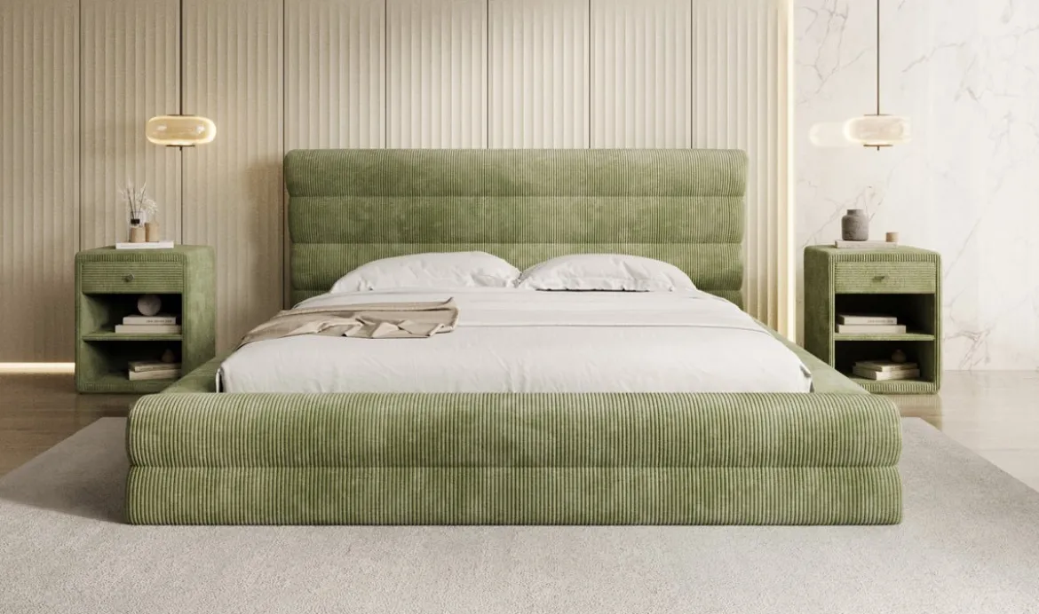 Designer Polsterbett Maren Cord mit Stauraum