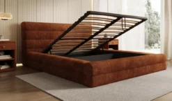 Designer Polsterbett Maren Cord mit Stauraum