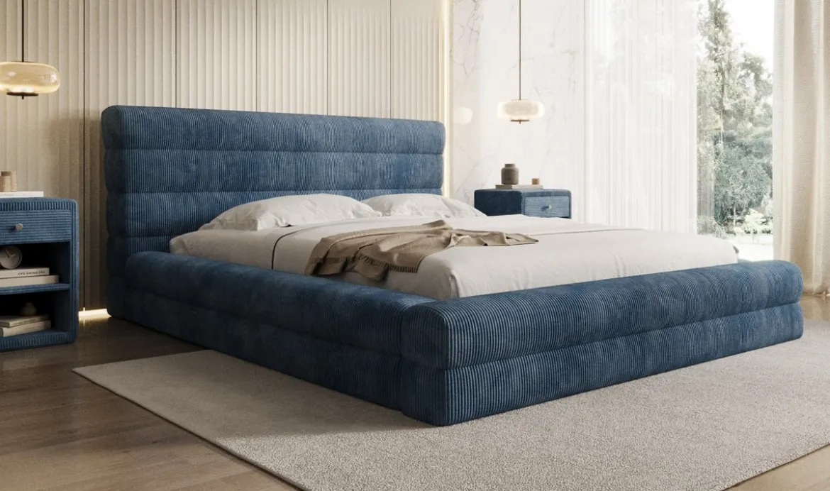 Designer Polsterbett Maren Cord mit Stauraum