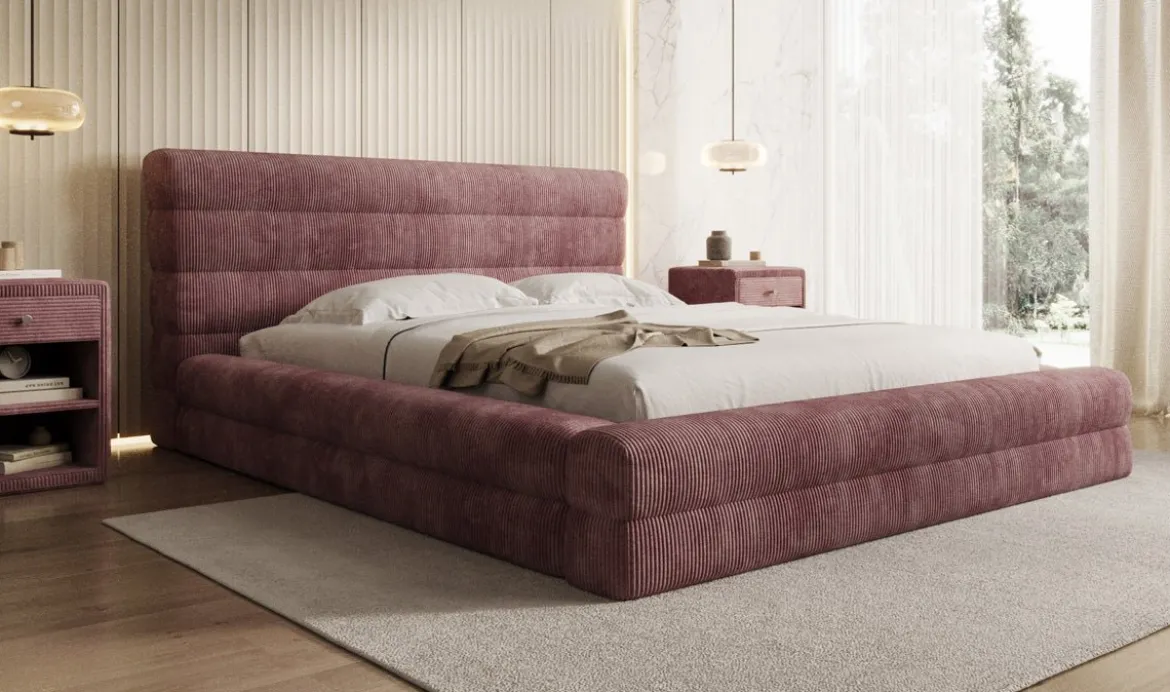 Designer Polsterbett Maren Cord mit Stauraum