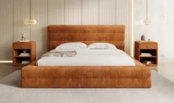 Designer Polsterbett Maren Cord mit Stauraum