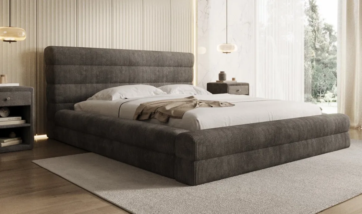 Designer Polsterbett Maren Cord mit Stauraum