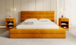 Designer Polsterbett Maren in Samt mit Stauraum
