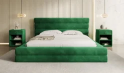 Designer Polsterbett Maren in Samt mit Stauraum