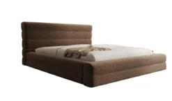 Designer Polsterbett Maren in Strukturstoff mit Stauraum