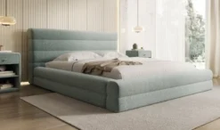 Designer Polsterbett Maren in Strukturstoff mit Stauraum