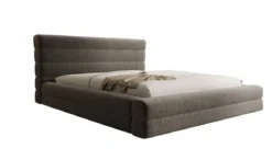 Designer Polsterbett Maren in Strukturstoff mit Stauraum