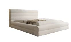 Designer Polsterbett Maren in Strukturstoff mit Stauraum