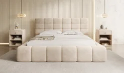 Designer Polsterbett Marshmallow in Samt mit Stauraum