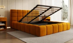Designer Polsterbett Marshmallow in Samt mit Stauraum