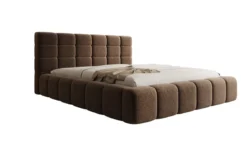 Designer Polsterbett Marshmallow in Strukturstoff mit Stauraum