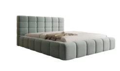 Designer Polsterbett Marshmallow in Strukturstoff mit Stauraum