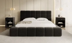 Designer Polsterbett Marshmallow in Strukturstoff mit Stauraum