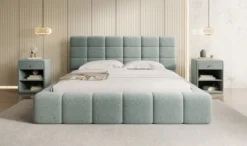 Designer Polsterbett Marshmallow in Strukturstoff mit Stauraum