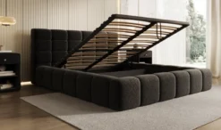 Designer Polsterbett Marshmallow in Strukturstoff mit Stauraum