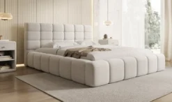 Designer Polsterbett Marshmallow in Strukturstoff mit Stauraum