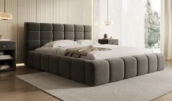 Designer Polsterbett Marshmallow in Strukturstoff mit Stauraum