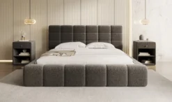 Designer Polsterbett Marshmallow in Strukturstoff mit Stauraum