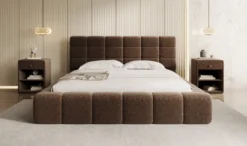 Designer Polsterbett Marshmallow in Strukturstoff mit Stauraum