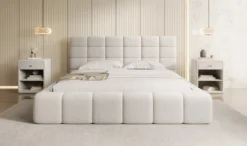 Designer Polsterbett Marshmallow in Strukturstoff mit Stauraum