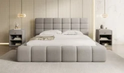 Designer Polsterbett Marshmallow in Teddy Bouclé mit Stauraum