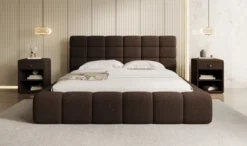 Designer Polsterbett Marshmallow in Teddy Bouclé mit Stauraum