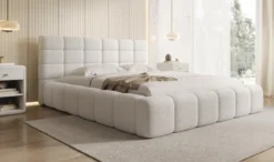 Designer Polsterbett Marshmallow in Teddy Bouclé mit Stauraum