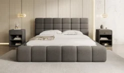 Designer Polsterbett Marshmallow in Teddy Bouclé mit Stauraum