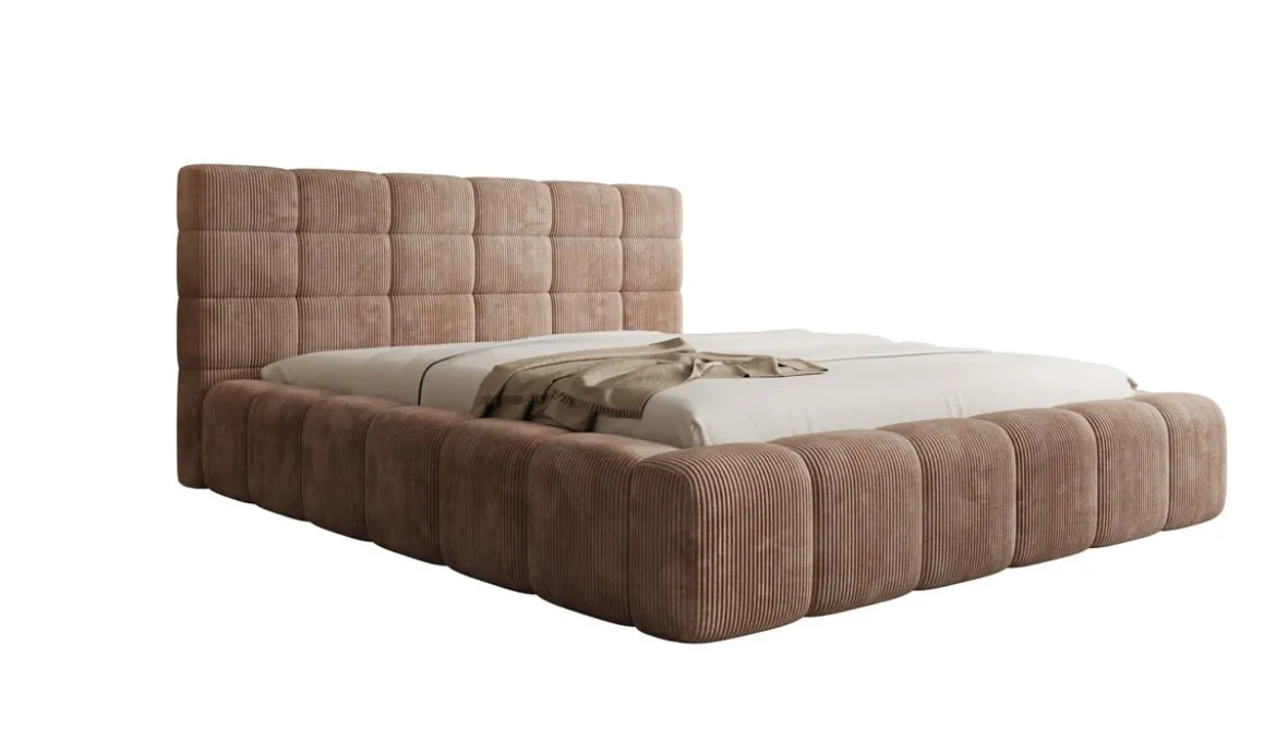 Designer Polsterbett Marshmallow in Cord mit Stauraum