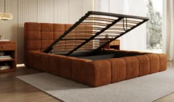 Designer Polsterbett Marshmallow in Cord mit Stauraum