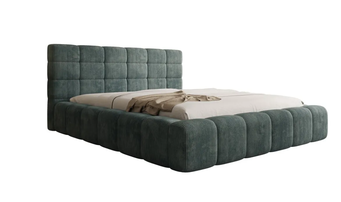 Designer Polsterbett Marshmallow in Cord mit Stauraum