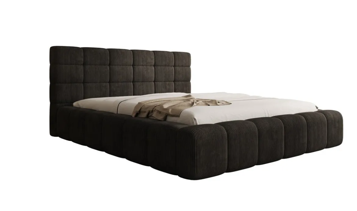 Designer Polsterbett Marshmallow in Cord mit Stauraum