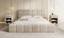 Designer Polsterbett Marshmallow in Cord mit Stauraum