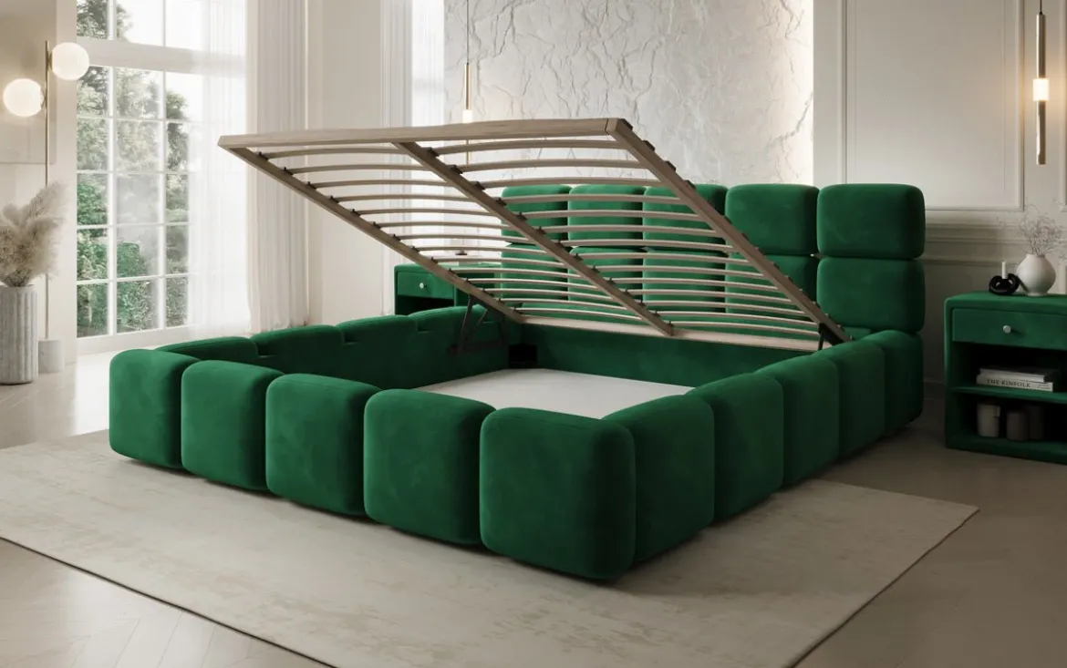 Designer Polsterbett Matilda Samt mit Stauraum