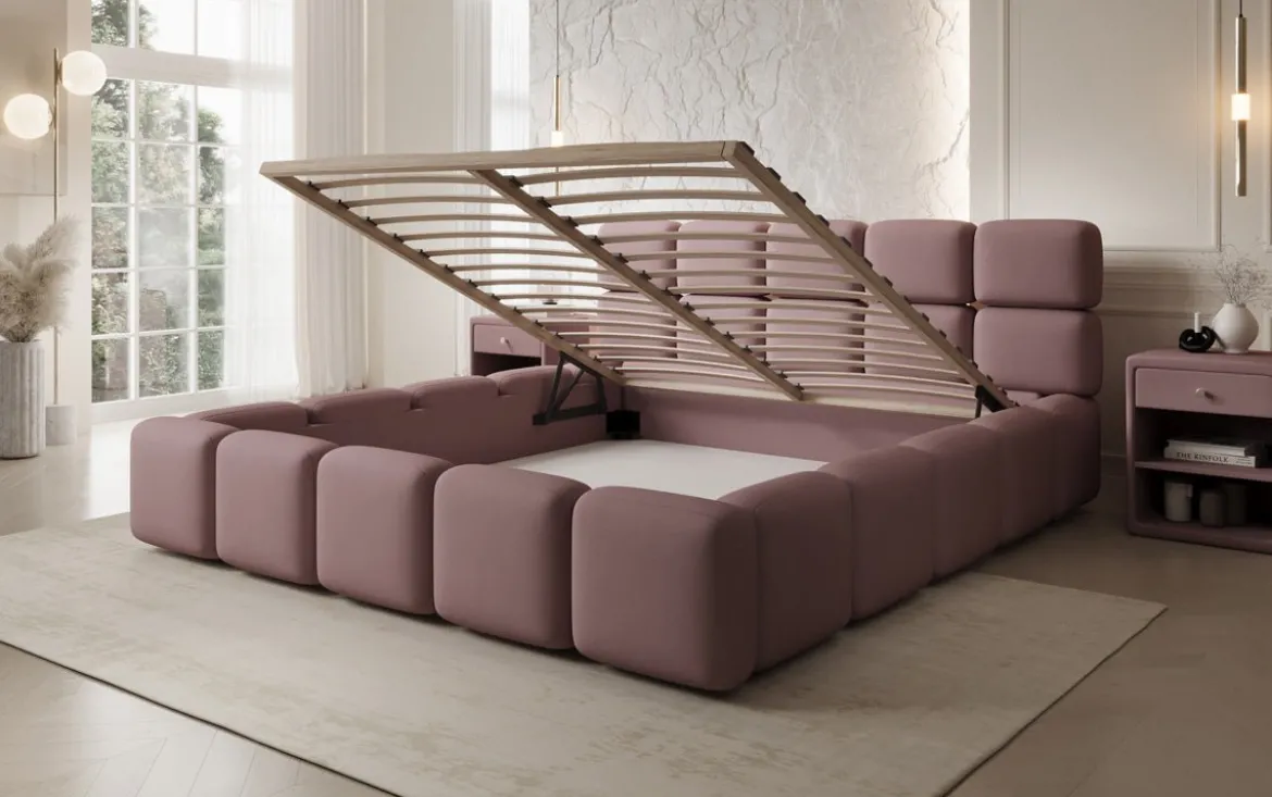 Designer Polsterbett Matilda Stoff mit Stauraum