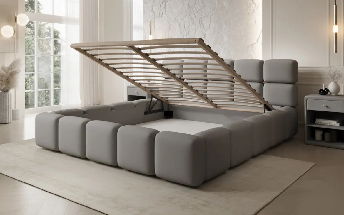 Designer Polsterbett Matilda Stoff mit Stauraum